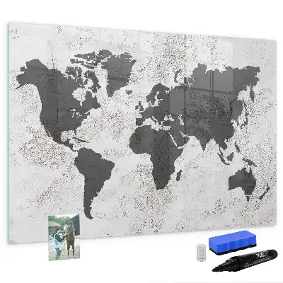 Tableau magnétique pour dessiner carte du monde sur béton