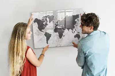 Tableau magnétique pour dessiner carte du monde sur béton