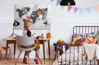 Tableau magnétique pour dessiner carte du monde sur béton