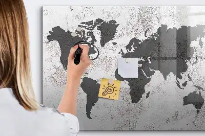 Tableau magnétique pour dessiner carte du monde sur béton