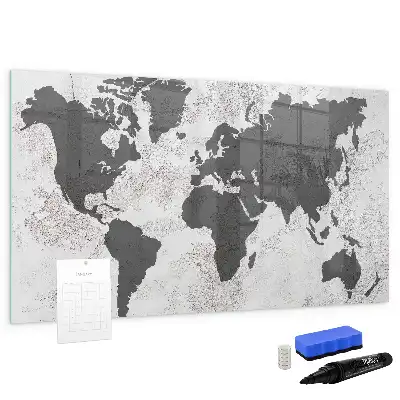 Tableau magnétique pour dessiner carte du monde sur béton