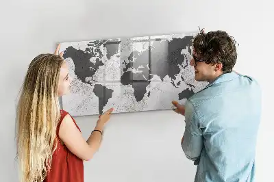 Tableau magnétique pour dessiner carte du monde sur béton