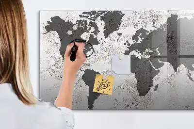 Tableau magnétique pour dessiner carte du monde sur béton