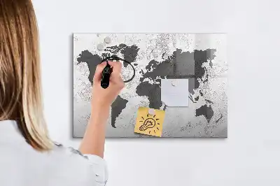 Tableau magnétique pour dessiner carte du monde sur béton