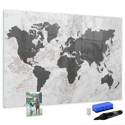 Tableau magnétique pour dessiner carte du monde sur béton