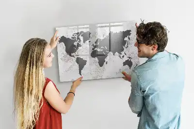 Tableau magnétique pour dessiner carte du monde sur béton