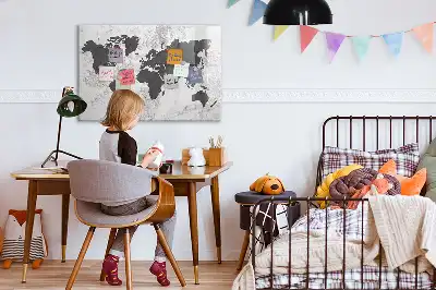 Tableau magnétique pour dessiner carte du monde sur béton