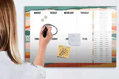 Tableau magnétique à dessiner planificateur hebdomadaire rétro