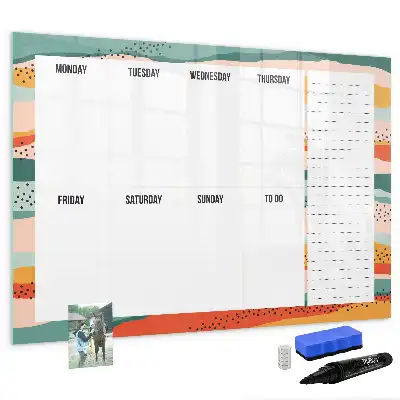 Tableau magnétique à dessiner planificateur hebdomadaire rétro