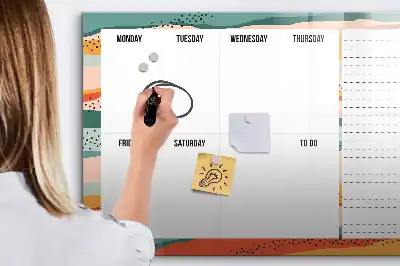 Tableau magnétique à dessiner planificateur hebdomadaire rétro