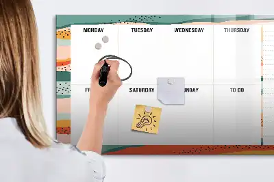 Tableau magnétique à dessiner planificateur hebdomadaire rétro