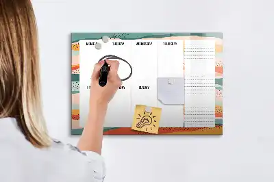 Tableau magnétique à dessiner planificateur hebdomadaire rétro