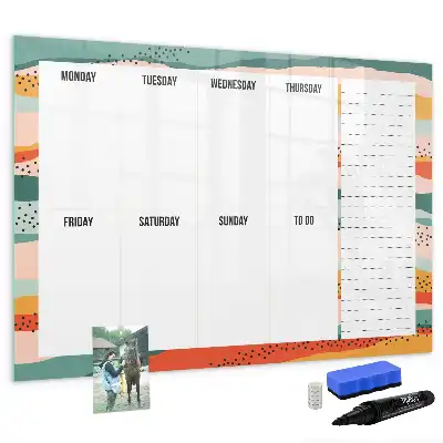 Tableau magnétique à dessiner planificateur hebdomadaire rétro
