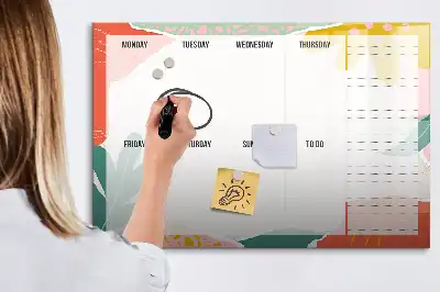 Tableau magnétique pour dessiner planificateur hebdomadaire simple