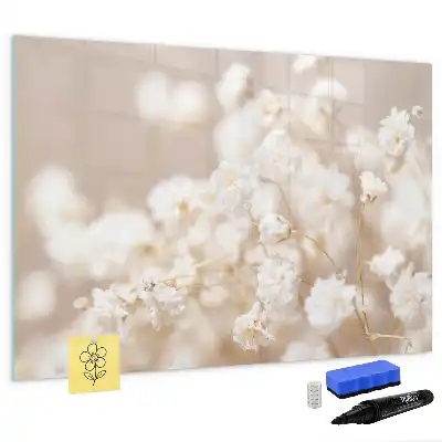 Tableau magnétique à dessiner modèle petites fleurs blanches