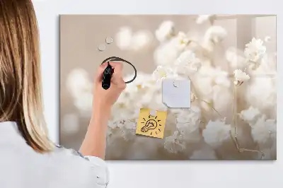 Tableau magnétique à dessiner modèle petites fleurs blanches