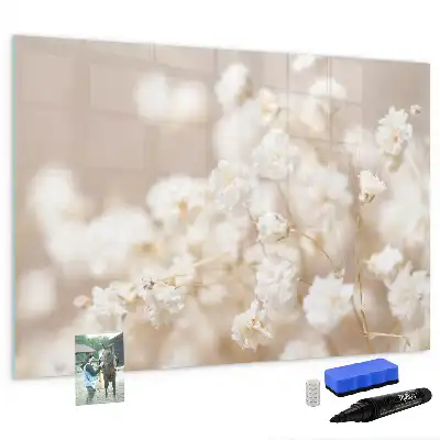 Tableau magnétique à dessiner modèle petites fleurs blanches