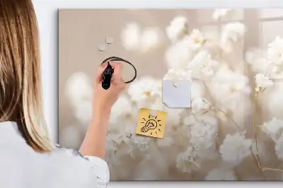 Tableau magnétique à dessiner modèle petites fleurs blanches