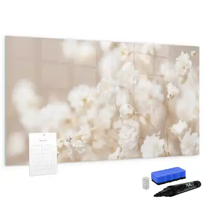 Tableau magnétique à dessiner modèle petites fleurs blanches
