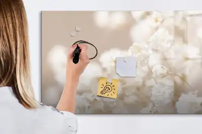 Tableau magnétique à dessiner modèle petites fleurs blanches