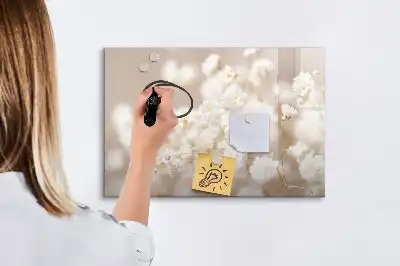 Tableau magnétique à dessiner modèle petites fleurs blanches
