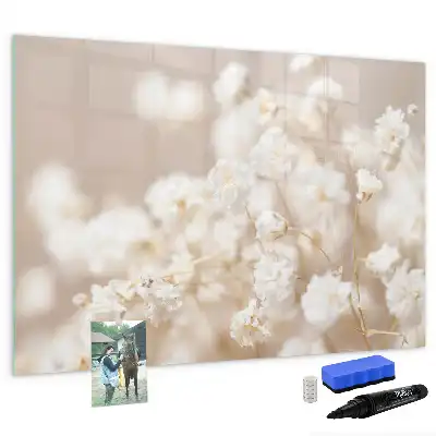 Tableau magnétique à dessiner modèle petites fleurs blanches