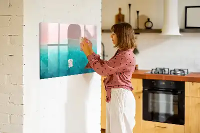 Tableau magnétique à dessiner motif plage et mer