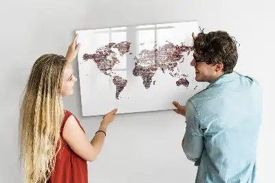 Carte du monde sur briques tableau magnétique pour dessiner
