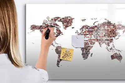Carte du monde sur briques tableau magnétique pour dessiner