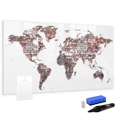 Carte du monde sur briques tableau magnétique pour dessiner