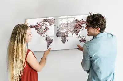 Carte du monde sur briques tableau magnétique pour dessiner