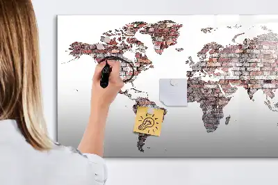 Carte du monde sur briques tableau magnétique pour dessiner
