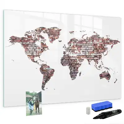 Carte du monde sur briques tableau magnétique pour dessiner