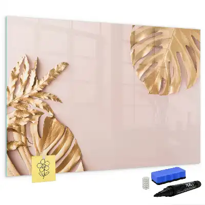 Tableau magnétique pour dessiner motif feuilles tropicales dorées
