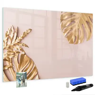 Tableau magnétique pour dessiner motif feuilles tropicales dorées