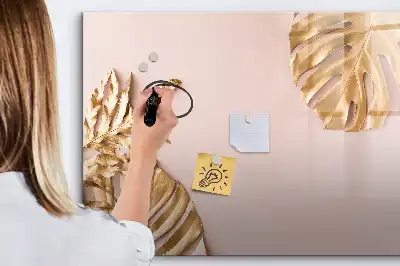 Tableau magnétique pour dessiner motif feuilles tropicales dorées