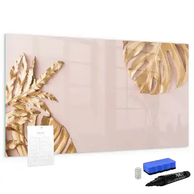 Tableau magnétique pour dessiner motif feuilles tropicales dorées