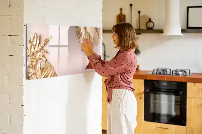 Tableau magnétique pour dessiner motif feuilles tropicales dorées