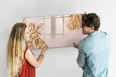 Tableau magnétique pour dessiner motif feuilles tropicales dorées