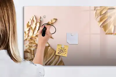 Tableau magnétique pour dessiner motif feuilles tropicales dorées