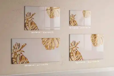 Tableau magnétique pour dessiner motif feuilles tropicales dorées