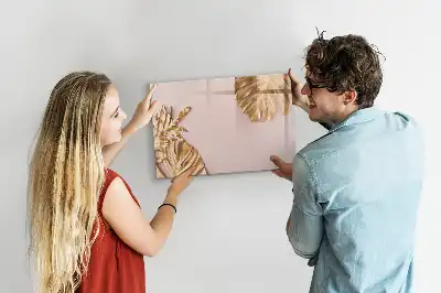 Tableau magnétique pour dessiner motif feuilles tropicales dorées