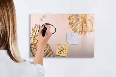 Tableau magnétique pour dessiner motif feuilles tropicales dorées
