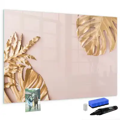 Tableau magnétique pour dessiner motif feuilles tropicales dorées