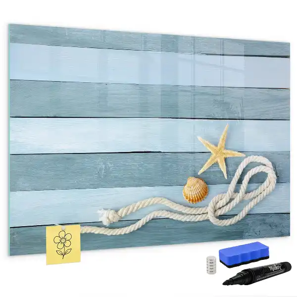 Tableau magnétique de dessin motif planches avec plantes et coquillages