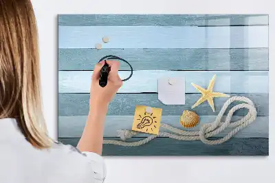 Tableau magnétique de dessin motif planches avec plantes et coquillages