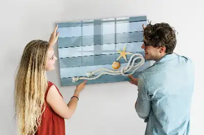 Tableau magnétique de dessin motif planches avec plantes et coquillages