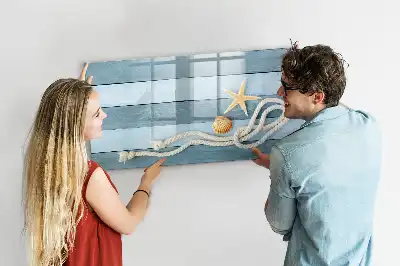 Tableau magnétique de dessin motif planches avec plantes et coquillages
