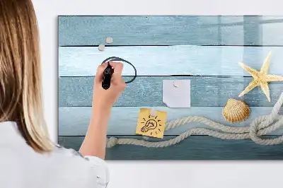 Tableau magnétique de dessin motif planches avec plantes et coquillages