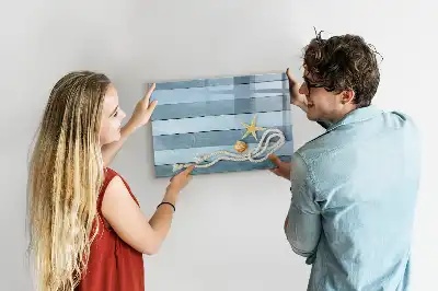 Tableau magnétique de dessin motif planches avec plantes et coquillages